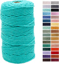 Turquoise Macrame Cord 4mm x 109Yards,Colored Cotton Rope Craft Cord Colorful Cotton Cord Twine for Wall Hanging Plant Hangers Crafts Knitting Decorative Projects