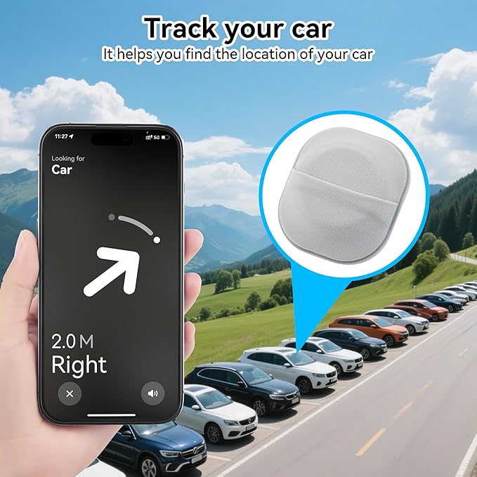 2 Pack for Airtag & Moto Tag Sticker Adhesive Mount, for Apple AirTags 1st & 2nd Generation Fabric Holder Case with 3M Adhesive Stick on Wallet/TV Remote/Car/Luggage Bags/Drones, Lightweight, Grey