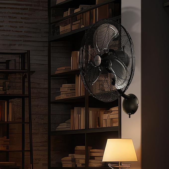 Hurricane 16" High Velocity Pro Oscillating Metal Wall Mount Fan w/ 3 Speeds, Black - Corded Electric Air Cooling Unit w/Powerful 2400 CFM Airflow for Home, Garage, Gym, Workshop & Greenhouse