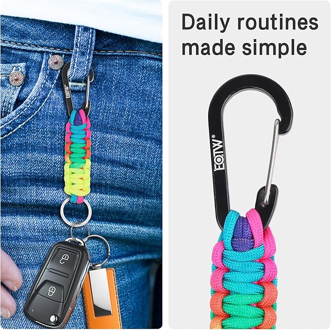 EOTW Paracord Keychain for Men Women Paracord Carabiner Backpack Keychain with Aluminum Clip for Camping Hiking Outdoor Gear