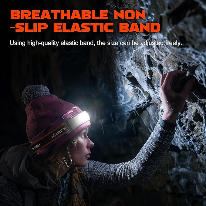 Rechargeable Headlamp, 230°Wide-Angle 1000 Lumens Headlamp Flashlight with Red Taillight 3 Light Modes Lightweight LED Head Lamp Adjustable Waterproof Head Light for Running Cycling (Black(2-Pack))