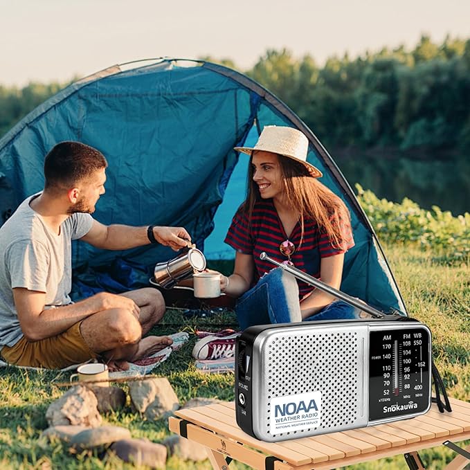 Portable AM FM Transistor Radio Battery Operated, NOAA Weather Radio with Loud Speaker, Headphone Jack, 2 AA Batteries, Excellent Reception, for Everyday Carry Essential, Travel, Storms