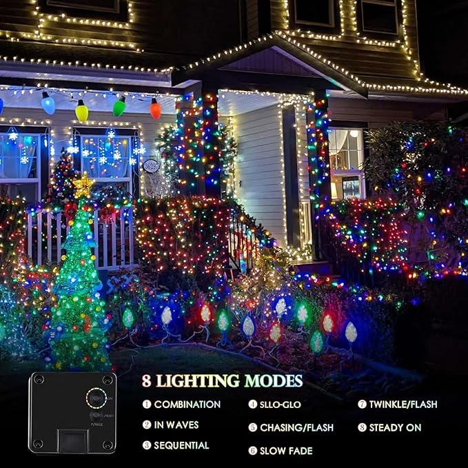 Extra-Long 144FT Solar String Lights for Outside, 2 Pack 400LED Solar Fairy Lights Outdoor Waterproof, Copper Wire with 8 Modes Solar Twinkle Lights for Tree Garden Party Patio Xmas Decor (Multicolor)