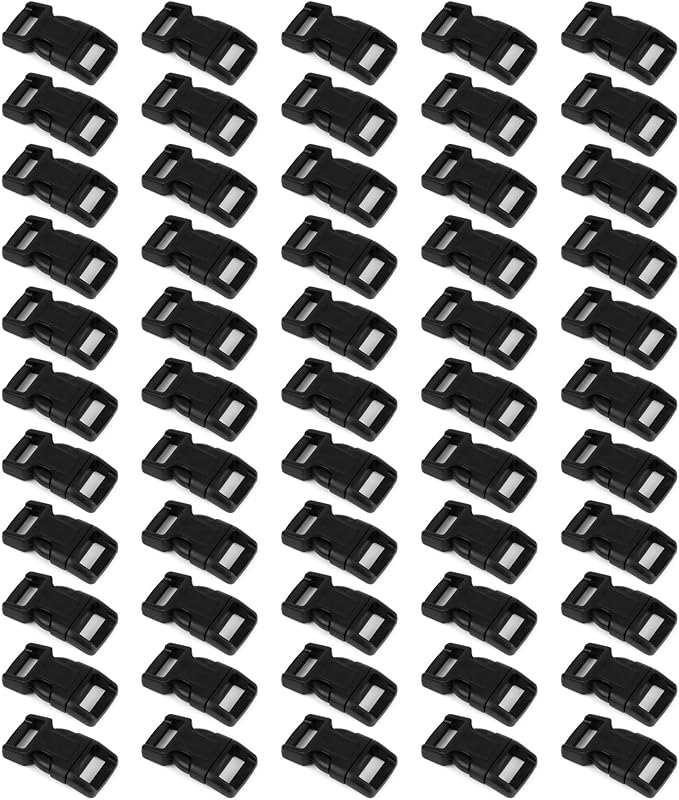 5/8" Black Plastic Side Release Buckle Curved Quick Release for DIY Bracelets, Backpacks, Dog Collars & Tactical Gear