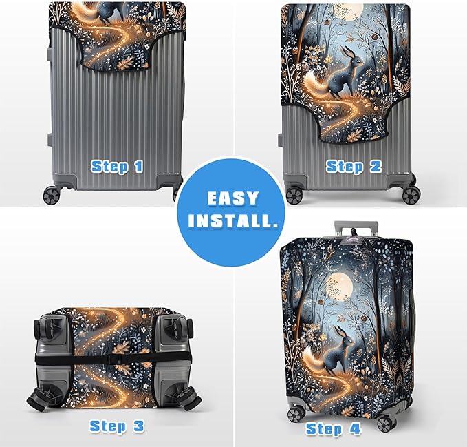 Luggage Cover Protector for 19-20 Inch Suitcases, TSA Approved Elastic Travel Suitcase Covers, Anti-Scratch Washable Luggage Sleeve for Carry On & Checked Bags, Hare