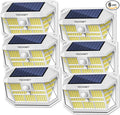 TECKNET 231 LED Solar Motion Lights Outdoor Waterproof, 6 Pack 300° Angle & 3 Lighting Modes PIR Motion Sensor Security Solar Wall Lights IP65 for Fence Front Door Yard Deck Garden Garage