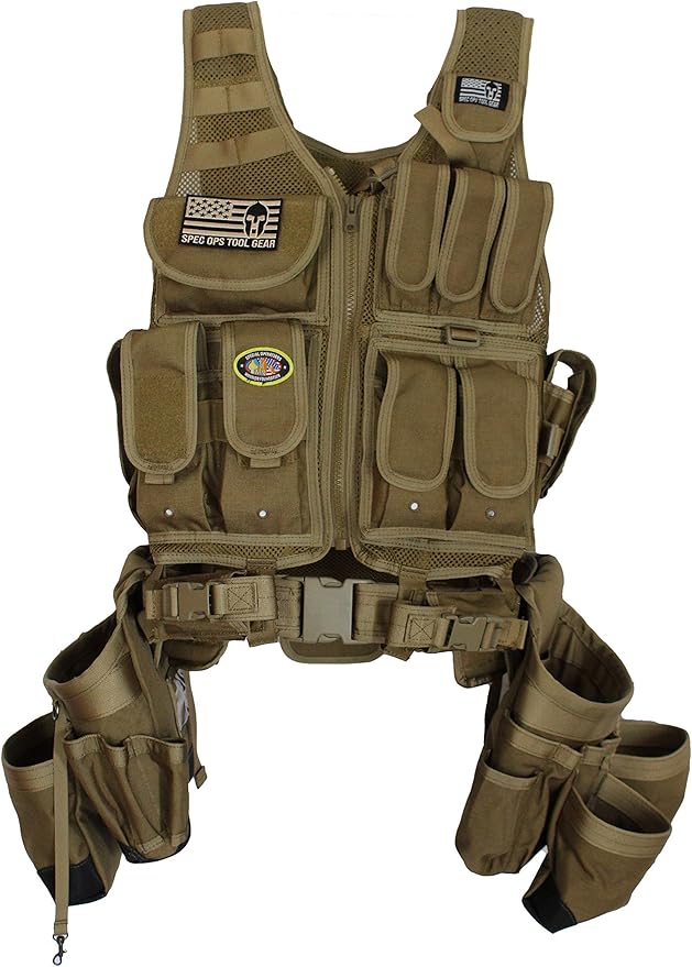 Spec Ops Tool Gear SF-18 Charlie 2.0 Tactical Tool Vest & Belt | Modular MOLLE Vest with Tool Pouches & Weight-Dispersing