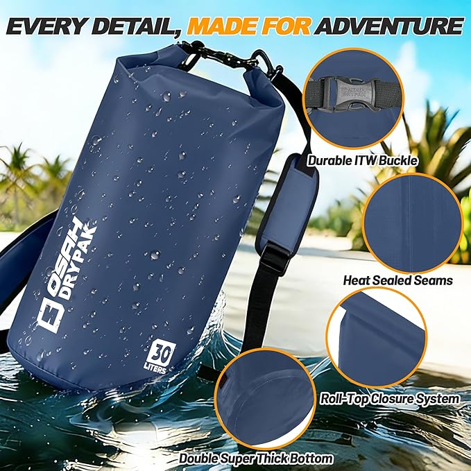 Waterproof Dry Bag, 5L/10L/20L/30L/40L Roll Top Lightweight Storage Backpack with Phone Case for Women & Men, Floating Waterproof Sack for Travel, Swimming, Kayaking, Paddle Board, Camping & Beach