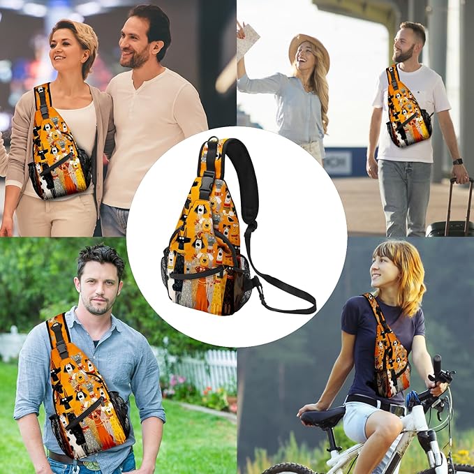 FyLybois Dog Sling Bag for Women Lightweight Crossbody Backpack Casual Daypack with Adjustable Strap for Travel Work Hiking Everyday Use