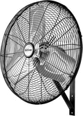 Hurricane 30" Pro Commercial Grade Oscillating Wall Mount Fan, Black - Heavy-Duty All-Metal Corded Electric Air Cooling Unit for Home, Garage, Greenhouse, or Workshop