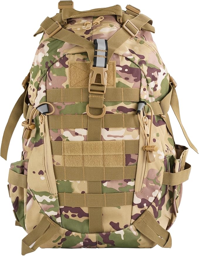 aiGear Tactical Backpack for Men, 25L Military Backpack, 3-Day Bug Out Bag for Camping Hiking Hunting with Molle System Army Daypack (25L Camo)