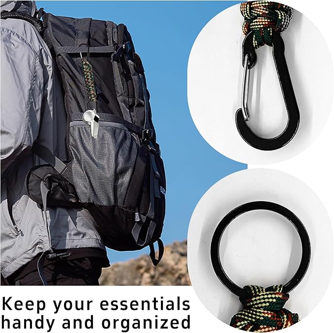 3PCS Paracord Keychain with Carabiner Clip, Braided Rope Key Chain Lanyard, Heavy Duty Paracord Keychain Ring for Men Women Outdoor Camping Hiking Backpack Survival Gear, Camo