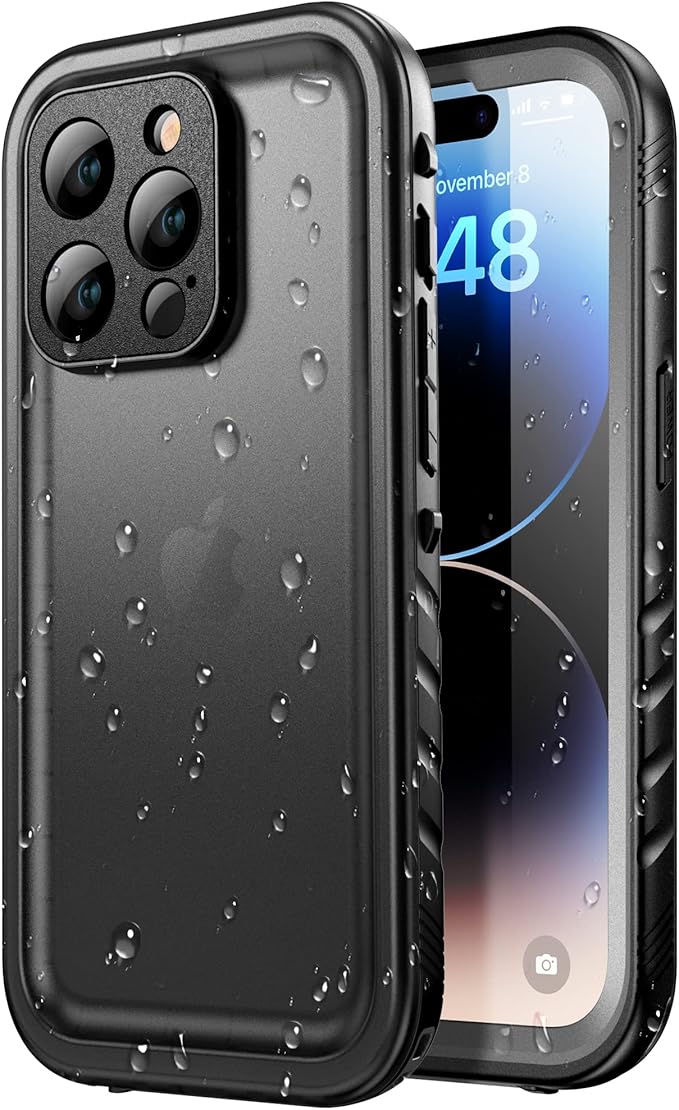 SPORTLINK for iPhone 14 Pro Case - Waterproof Shockproof Dustproof Full Body Sealed Protective Case with Built-in Screen Protector for iPhone 14 Pro 6.1'' Black