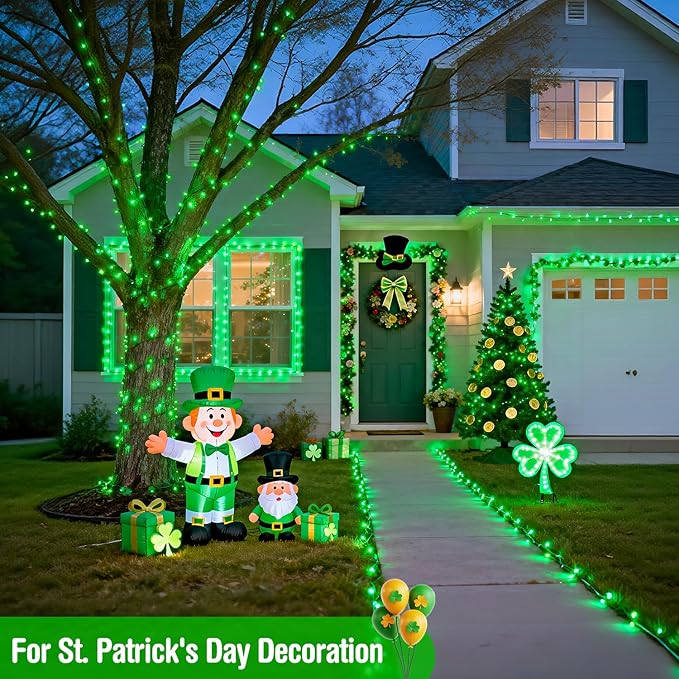 JMEXSUSS 2 Pack Solar String Lights Outdoor Waterproof, Total 400 LED 151FT Solar Christmas Lights Outdoor, 8 Modes Christmas Light for Outside Patio Yard Tree Decorations, Green