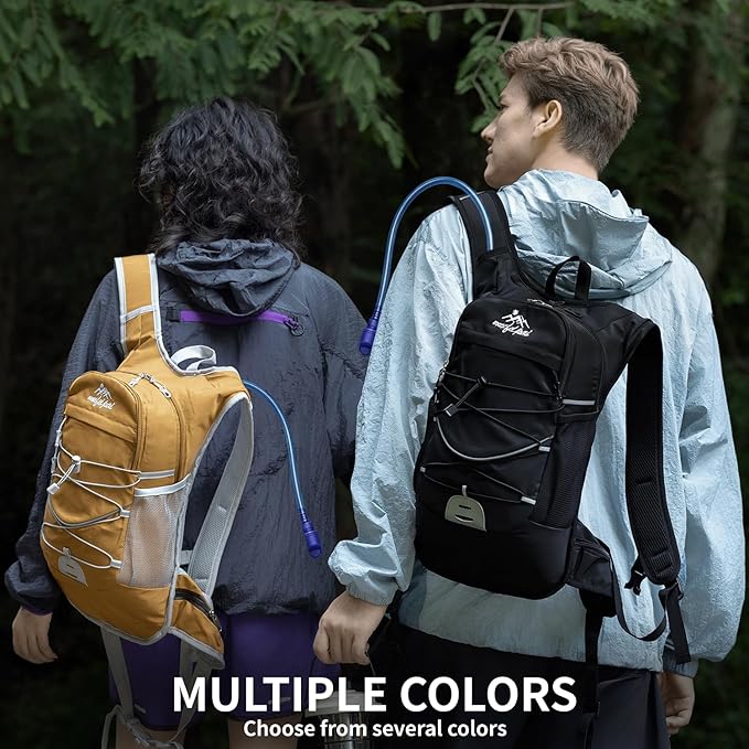 Hiking Backpack for Women & Men, Hydration Backpack with 2L Water Bladder for Running, Hiking, Cycling, Climbing, Camping, Biking (Black)