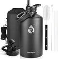 RAYMYLO One Gallon Water Bottle Insulated, Triple Walled Vacuum Stainless Steel (Cold for 48 Hrs), Leak Proof & Non-BPA, Large Water Flask Jug with Paracord Handle & Straw Spout Lids