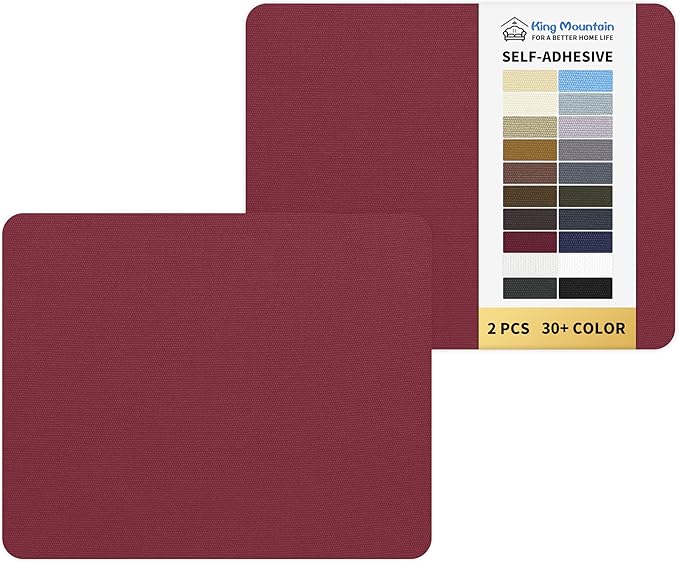 KING MOUNTAIN Canvas Repair Patch 9 x11 Inch 2 Pcs Self-Adhesive Waterproof Fabric Patch for Sofas, Tents, Furniture,Tote Bags, Car Seats (Burgundy)