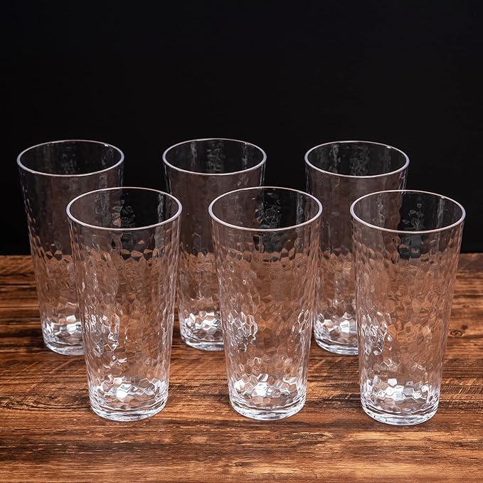 26-ounce Acrylic Highball Glasses Plastic Tumbler Larger Drinking Glasses, set of 6 Clear