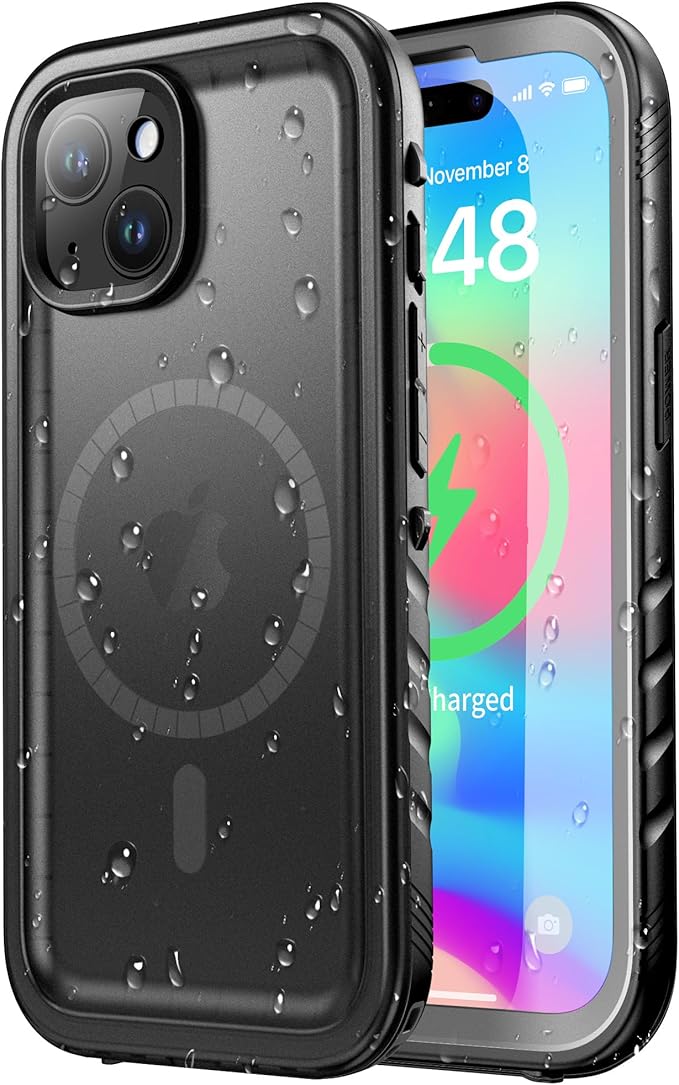 SPORTLINK for iPhone 15 Case - IP68 Waterproof Military Protective Full Body Heavy Duty Shockproof 360 Sealed Dustproof with Camera Screen Protector Phone Cover for i Phone 15 6.1" Mag/Black