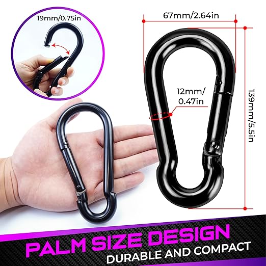 PAMAZY 2Pcs 5.5In Spring Snap Hooks 1000LBS Capacity, Utility Hook Clip, Heavy Duty Rope Connector, Quick Link Snap Hooks for Indoor & Outdoor, Hanging, Camping, Fishing