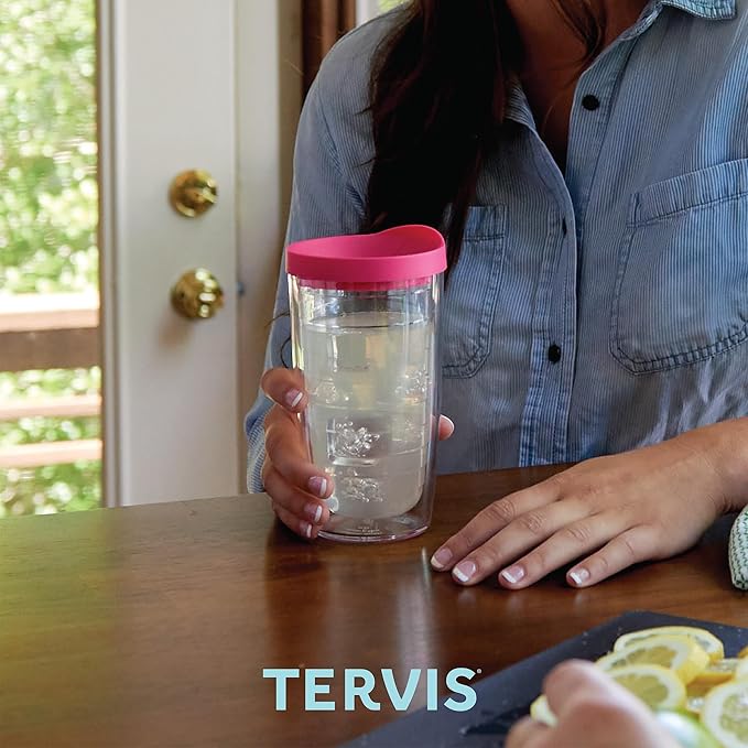 Tervis Clear & Colorful Tabletop Made in USA Double Walled Insulated Tumbler Travel Cup Keeps Drinks Cold & Hot, 16oz - 4pk, Citrus Sunrise
