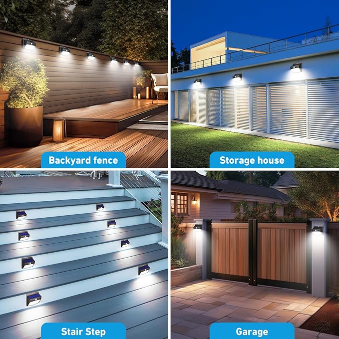 Peasur [ 16 Packs] Solar Motion Sensor Lights Outdoor, Solar Fence Lights with 3 Lighting Modes, Solar Powered Security Lights Waterproof for Outside Yard Wall Garden Backyard Deck Step Garage