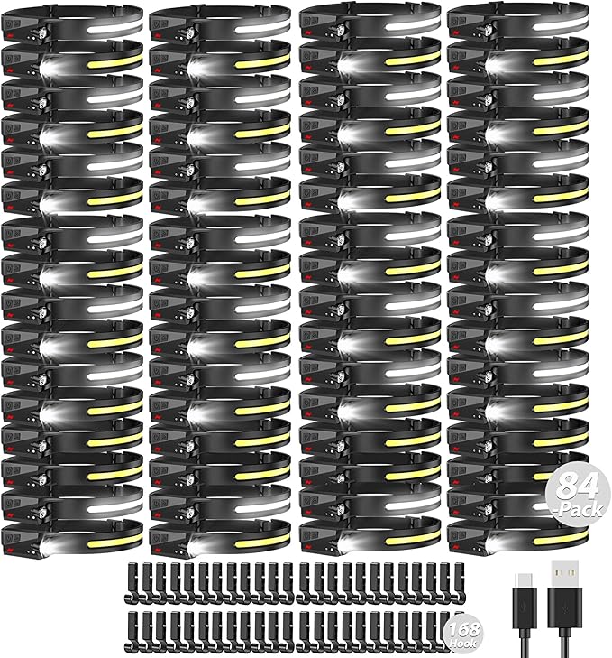 Bud K 84pack Headlamp Rechargeable, 1000 Lumen Headlamps for Adults, 230 Angles Wide Beam Headlamp & Spotlight, Motion Sensor, 6 Modes, Lightweight Head Lamps for Camping Running Cycling (84)