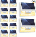 vighep 12Pack White Solar Lights Outdoor Motion Sensor, 3000K Warm Light/3 Lighting Modes, IP65 Waterproof Solar Powered Wall Lights Outside for Garden Fence Backyard Deck Driveway