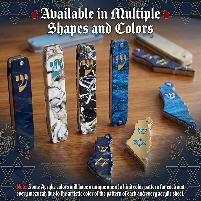 Genesis Mezuzah for Door – Modern Acrylic Mezuzah Case Without Kosher Scroll – Handmade in Canada Judaica Gift, Weatherproof, Jewish Artisan Design, Clear Case (Classic, Deep Sea)