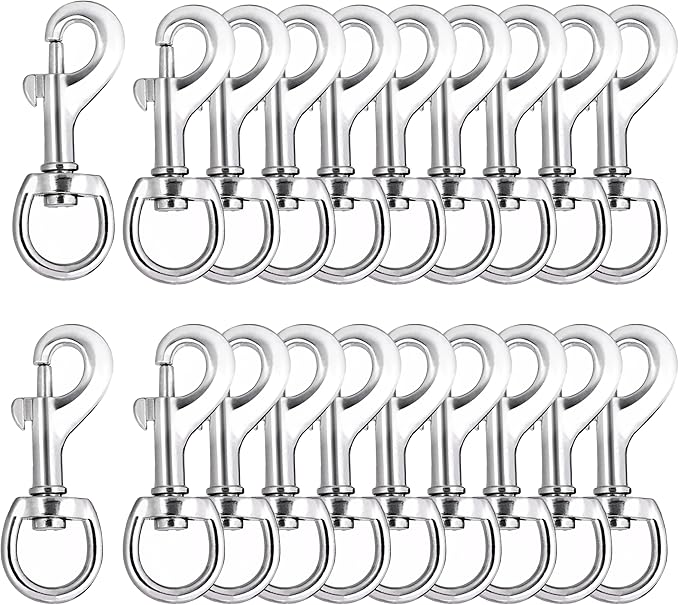 Lucky Goddness 20pcs Swivel Snap Hooks for Dog Leash Collar Linking, Metal Heavy Duty Eye Lobster Claw Clasp Multipurpose- Perfect for Pet Buckle Key Chain Purse Bag Making Handmade Crafts DIY Project