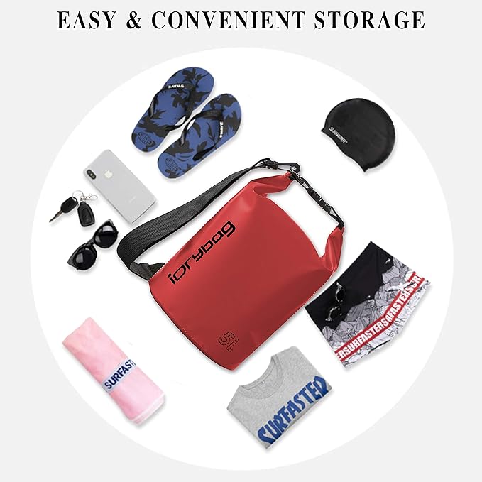 IDRYBAG Dry Bag for Kayaking Waterproof 2L/5L/10L/15L/20L, Small Dry Sack Waterproof Bag for Boating