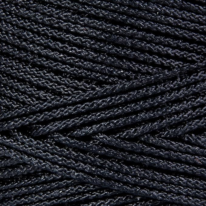 HONGDA Braided Tarred Bank Line Braided Nylon Twine, 789 Feet #12 Bank Line, Black Tarred String 1.2mm for Gardening, Construction, Gear Tying, Jungle Survival, Trotline