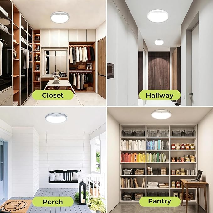 hepside 2 Pack Motion Sensor Ceiling Light Wired, 3000K/4000K/6500K LED Flush Mount Ceiling Light Fixture, 12Inch 24W Motion Sensor Light with Timer for Closet Stair Porch Hallway Pantry,White