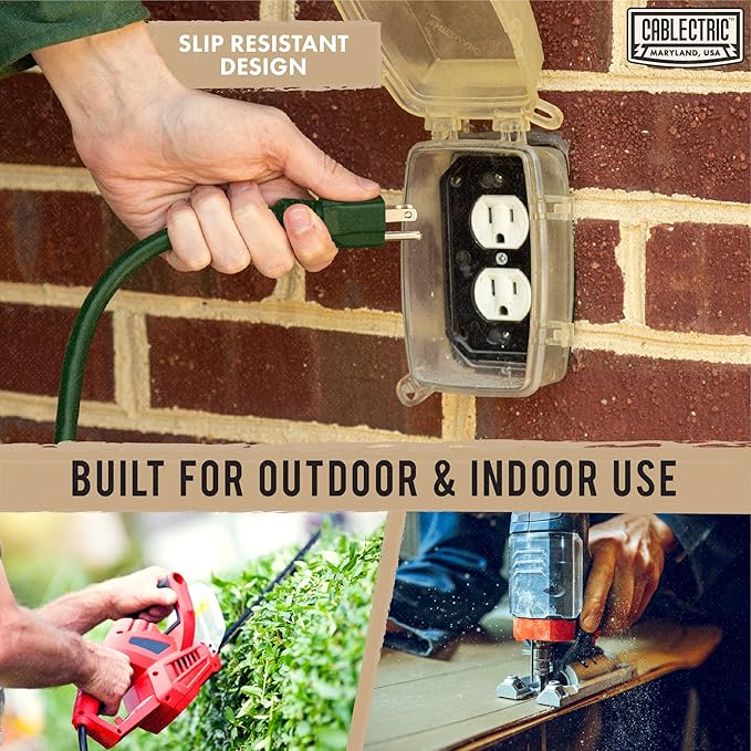 25 Foot Outdoor Extension Cord - 16/3 SJTW Green 16 Gauge Electrical Cable with 3 Prong Grounded Plug