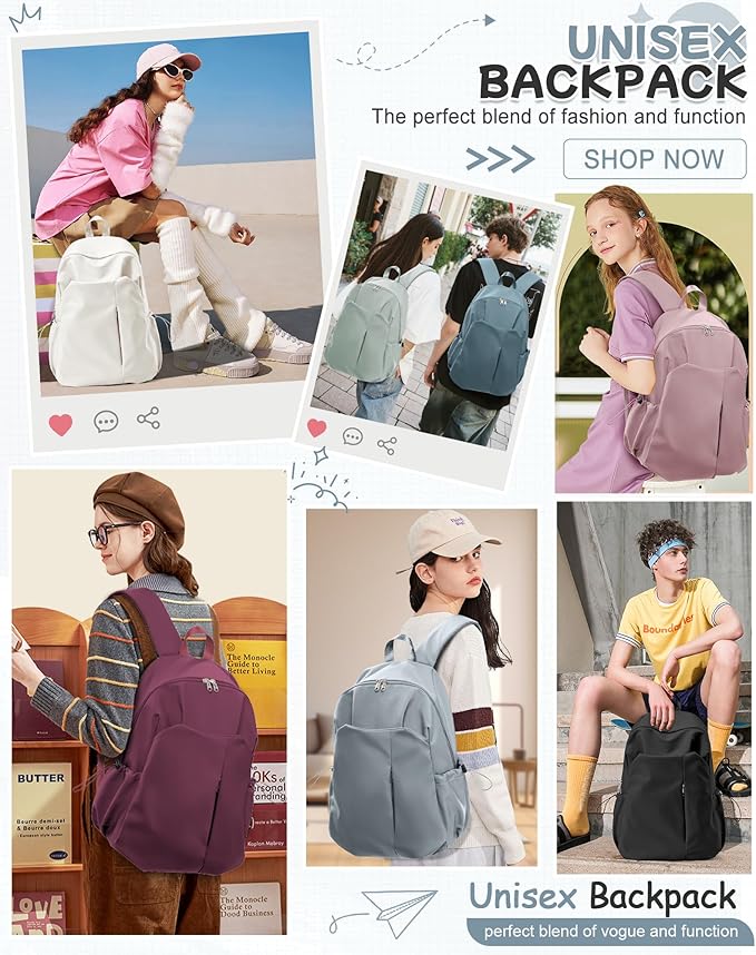 SEAFEW Small Blue Backpack for School Women Girls, Waterproof Bookbag Cute High School Backpack for Men Teen Boys, Lightweight Travel College Back Pack Mochilas Escolares para Casual Daypack Rucksack