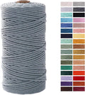 Grayish Blue Macrame Cord 3mm x 109Yards, Colored Cotton Rope for Wall Hanging, Plant Hangers, Crafts, Knitting, Decorative Projects