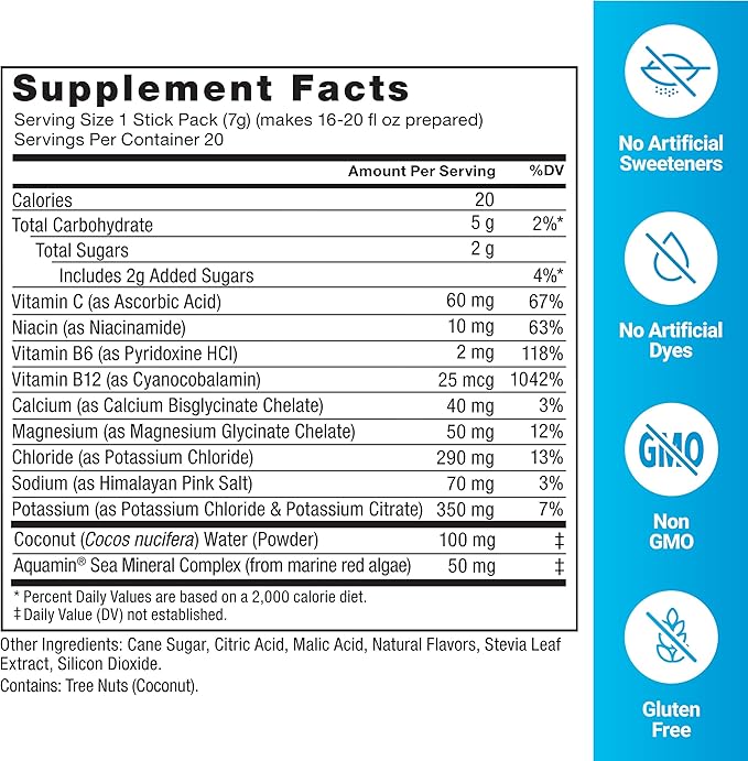 Force Factor Liquid Labs Electrolytes Powder Packets—Lemon Lime—Hydration Packets to Make Electrolyte Water with 5 Essential Electrolytes, Vitamins, Minerals, and Antioxidants, 20 Stick Packs