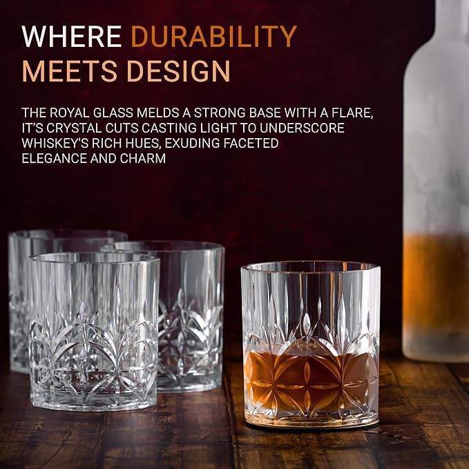 Bravario Unbreakable Plastic Whiskey Glasses | Shatterproof 100% Tritan Double Rocks | Dishwasher-Safe | BPA-free | Perfect for Outdoor Cocktail Bourbon | 13 oz, Set of 6