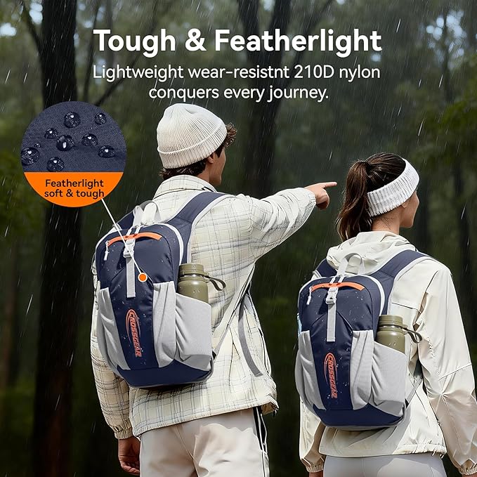 16L Small Hiking Backpack, CROSSGEAR Lightweight Waterproof Foldable Backpack, Travel Camping Outdoor Daypack for Women Men, Navy Blue