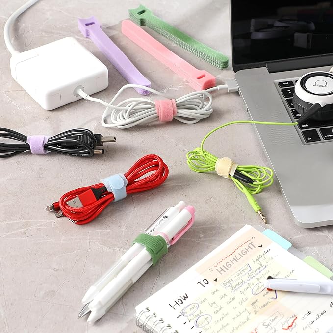 200PCS Cable Ties, 6 inch Multi-Colour Cable Ties for Cable Management, Adjustable Fastening, Multi-Purpose Reusable Hook and Loop for Home, Office and Garage