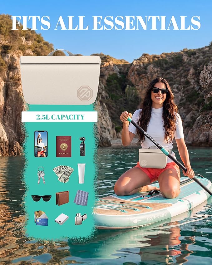 niphean IPX7 Waterproof Fanny Pack with Magnetic One-Hand Closure, Durable Waterproof Dry Bag, for Kayaking, Paddle Boarding, Beach Cruise Essentials, 2.5L Phone Pouch Dry Bags for Men Women, White