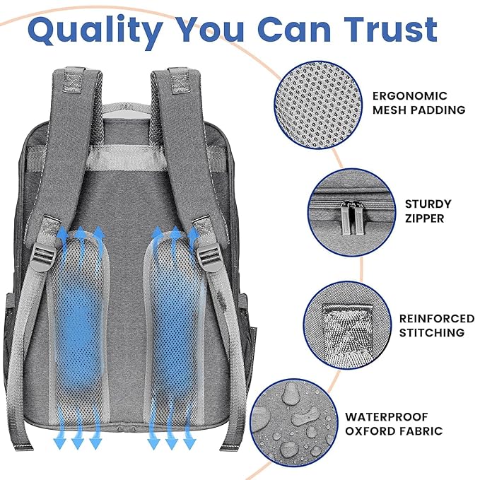 PILLANI Baby Diaper Bag Backpack - Baby Bags for Girls & Boys, Large Waterproof Diaper Backpack - Baby Shower Gifts & Registry Must Haves - Travel Diaper Bags with Changing Pad - Stuff for Newborn