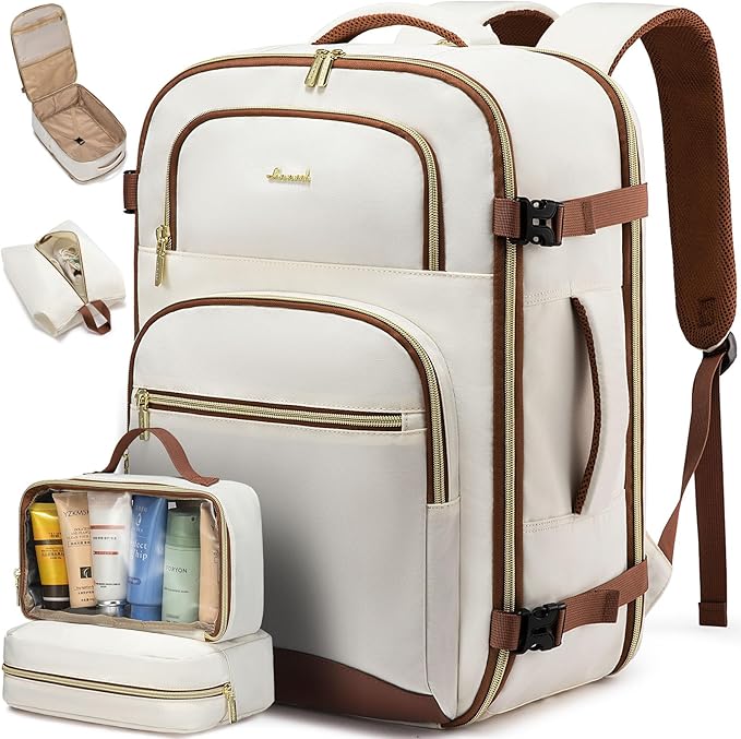 LOVEVOOK Travel Essentials Carry on Backpack 40L Travels Backpack for Women,Waterproof TSA Personal Item Travels Bag Airline Flight Approved,Large Carry on Luggage Laptop Backpack with Packing Cubes