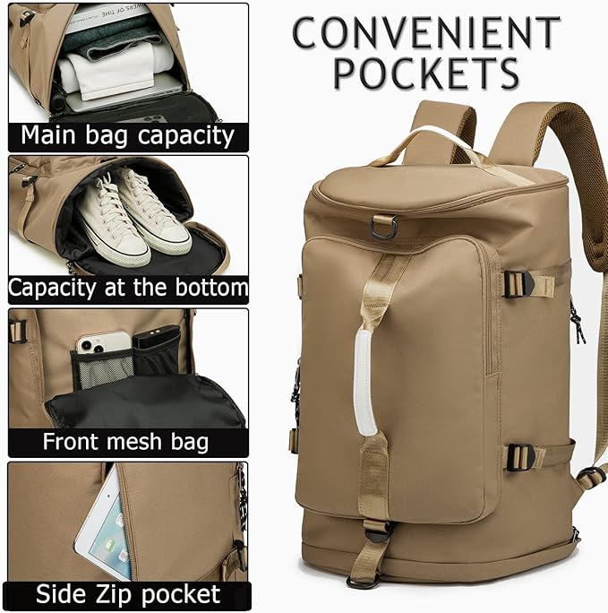 Gym Duffle Bag Waterproof black Laptop Backpack Suitable for Hiking, Fishing, Travel 40L Large Capacity Trendy Cool Lightweight Backpack for Men and Women