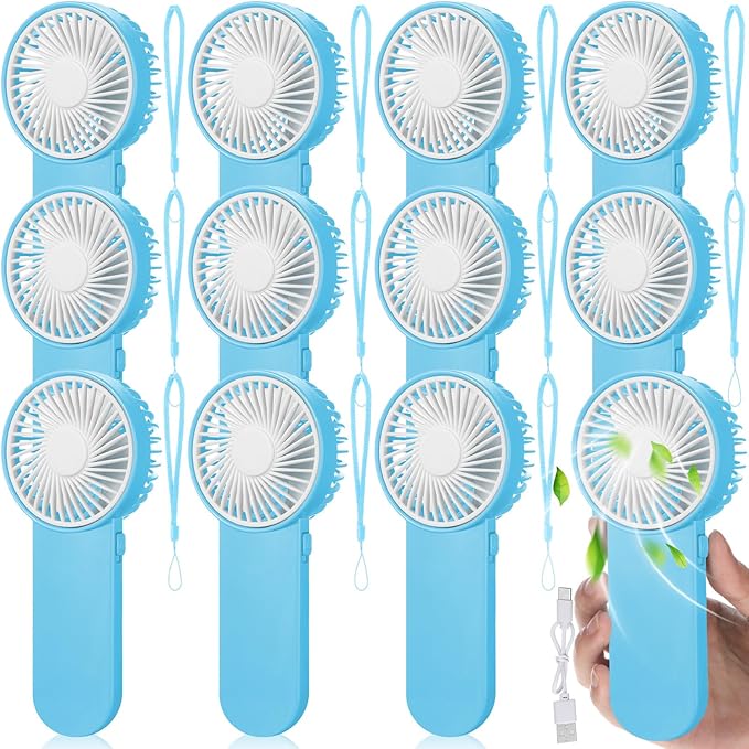 Sumind 20 Pcs Small Personal Portable Fan Mini Handheld Bulk 1 Speed Electric Cute Battery Powered for Neck Lash Makeup Women Men Travel Camping Indoor Outdoor Summer (Blue)