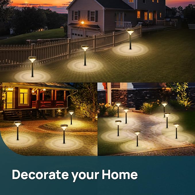 Linkind Solar Lights Outdoor 8 Pack, Solar Pathway Lights, Warm White Landscape Path Lights Waterproof for Walkway Yard Garden Driveway Use