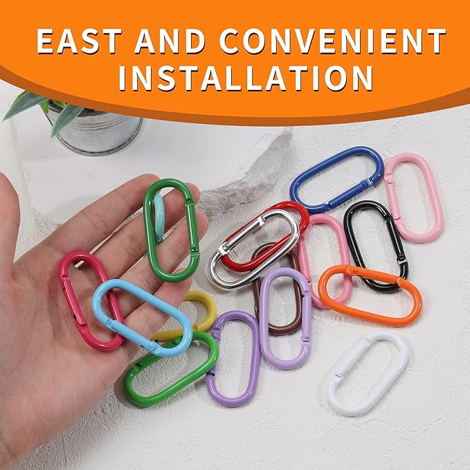 16 Pcs Carabiners Clip,Oval Shape Cute Carabiner Keychain Clip Aluminum Hook Accessories