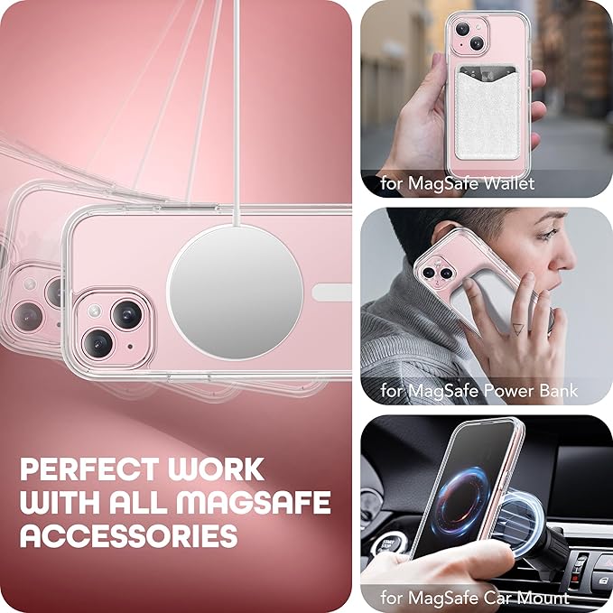TIESZEN for iPhone 15 Plus Case, Compatible with MagSafe, Built-in Privacy Screen Protector and Camera Protection, Anti Spy Full Body Dustproof Shockproof Hard Phone Case 6.7", Clear