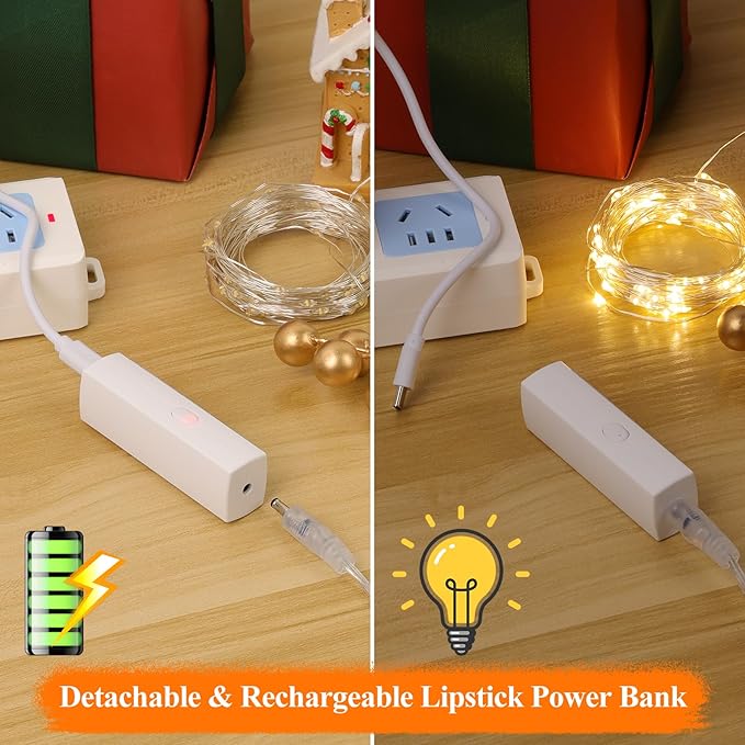 64FT(16 * 4) Fairy Lights Battery Operated, LED String Lights with Timer, Mini Twinkle Lights for Bedroom, Christmas Decorations, Wedding, Xmas Tree Decor, Centerpiece Table Warm White