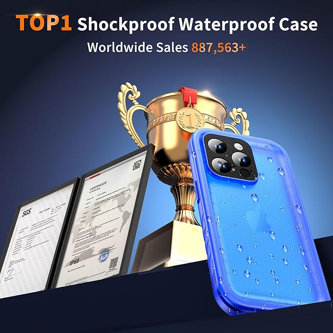 Cozycase for iPhone 15 Pro Waterproof Shockproof Dustproof Case - Heavy Duty/360 Full Body/Military Grade/Protective/Rugged 【8FT Drop Proof】 Built in Screen/Camera Protector with Lanyard Blue